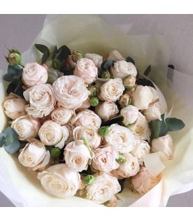 Букет кустовые пионовидные розы "Бомбастик " 