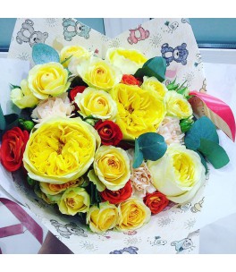Букет Микс с жёлтыми розами